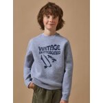 Sweat gar�on imprim� en molleton gris chine