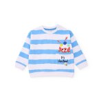 Sweat gar�on en maille avec imprim� ray� bleu