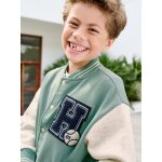 Sweat gar�on molleton style teddy badge en bouclettes. vert �meraude