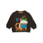 Sweat pour gar�on avec motif camion et texte multicolore marron
