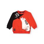 Sweat pour gar�on avec motif loup hurlant orange