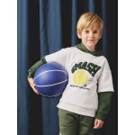 Sweat garon sport doubles manches motif ballon en relief vert sapin