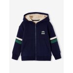 Sweat garon zipp  capuche doubl sherpa marine