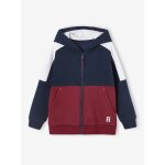 Sweat garon zipp  capuche effet colorblock sport bordeaux