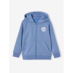 Sweat gar�on zipp� � capuche motif poitrine bleu chambray