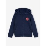 Sweat garon zipp  capuche motif poitrine bleu nuit