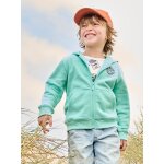 Sweat gar�on zipp� � capuche motif poitrine turquoise