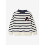 Sweat larges rayures garon badge en bouclettes ray bleu