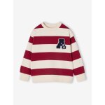 Sweat larges rayures gar�on badge en bouclettes ray� rouge