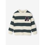 Sweat larges rayures garçon badge en bouclettes rayé vert Sweat larges rayures garçon badge en bouclettes rayé vert