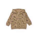 Sweat en molleton pour b�b� gar�on avec capuche et imprim� sur le devant marron