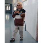 Sweat en molleton � capuche et blocs de couleur marron