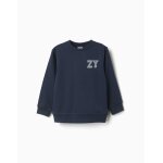 Sweat en molleton avec imprim� zy en relief bleu fonc�