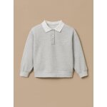 Sweat polo brod� fille gris chine clair