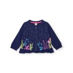 Sweat - shirt fille en maille avec volant au bas bleu
