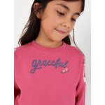 Sweat - shirt fille en molleton brod� fleurs violet