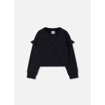 Sweat - shirt fille en molleton avec clous noir