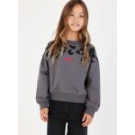 Sweat - shirt fille en molleton imprim� l�opard gris