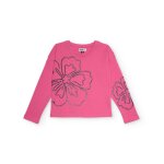 Sweat - shirt pour fille avec motif floral en strass fuchsia