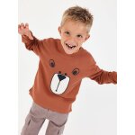 Sweat - shirt gar�on en molleton imprim� ours marron
