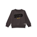 Sweat - shirt gar�on en molleton avec imprim� skateboard gris