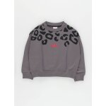 Sweat - shirt en molleton fille imprim� l�opard gris