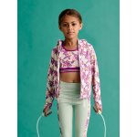 Sweat sport zipp matire technique fille motifs fleurs cru