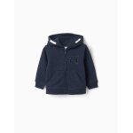 Sweat zipp� avec broderie en bouclettes zy bleu fonc�