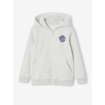 Sweat zippé à capuche basics garçon blanc chiné Sweat zippé à capuche basics garçon blanc chiné