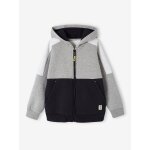 Sweat zipp  capuche effet colorblock sport garon noir
