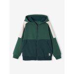 Sweat zipp  capuche effet colorblock sport garon vert sapin