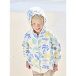 Sweat zipp  capuche motifs surf garon blanc imprim