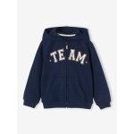 Sweat zipp  capuche motif team sport fille marine