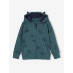 Sweat zipp capuche  oreilles sport garon vert d'eau