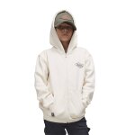 Sweat zipp� � col rond et capuche von dutch slimane blanc cr�me / noir