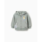 Sweat zipp� en coton avec capuche et imprim� ours vert