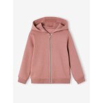 Sweat zippe fille � capuche vieux rose