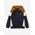 Sweat zipp� gar�on capuche coloblock ocre