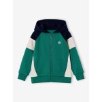 Sweat zipp� gar�on capuche coloblock vert