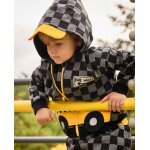 Sweat zipp� gar�on en molleton � carreaux contrast�s noir