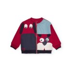 Sweat zippé pour garçon avec motif animaux rouge Sweat zippé pour garçon avec motif animaux rouge