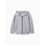 Sweat zipp� en molleton avec capuche et doublure en coton peign� gris