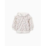 Sweat zipp� en molleton � capuche avec motif floral beige clair