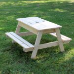 Table bois enfant avec bac � sable int�gr� beige
