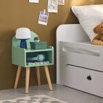 Table de chevet chambre enfant d�cor bois nephos vert