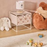 Table de chevet enfant 1 tiroir ourson - tissa beige