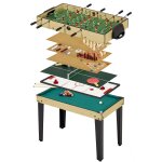 Table de jeux 10 en 1 - baby - foot - billard - ping pong - hockey - bowling - cartes - structure bois ...