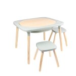 Table de jeux 4 en 1 avec 2 tabourets montessori bois fsc� vert sauge