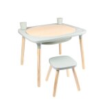 Table de jeux 4 en 1 avec tabouret montessori bois fsc� vert sauge