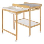 Table � langer avec baignoire coulissante + matelas � langer d�perlant roba style bois naturel / gris ...